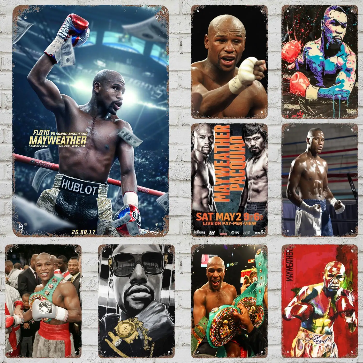 Floyd Mayweather Винтажная жестяная вывеска Домашний декор Настенный декор Художественная настенная роспись Украшение комнаты Декор Ретро Металлическая вывеска Плакаты для бара