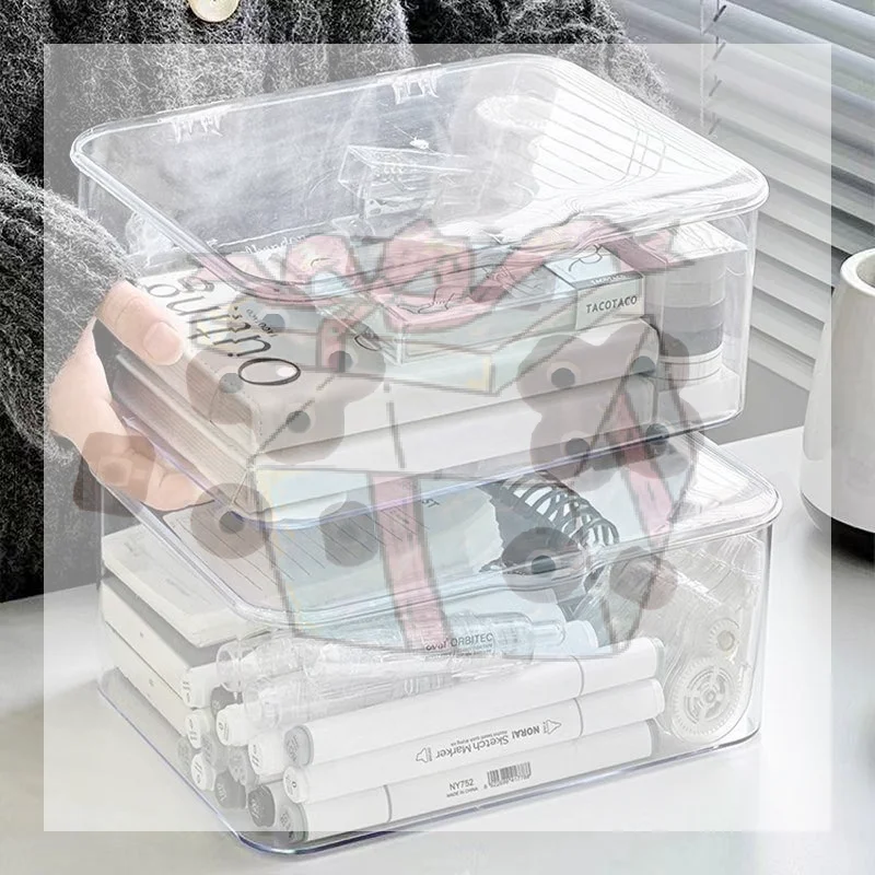 【CC】Clear Plastic Storage Box Multi-Purpose Desktop Organizer For Home Office Makeup Jewelry Bathroom