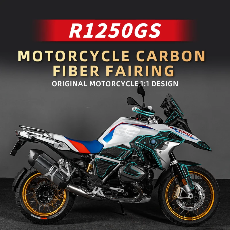 For BMW R1250GS  Motorcycle Carbon Fiber Fairing Stickers Kits Of Bike Accessories Decoration Protection Decals Motor Refit