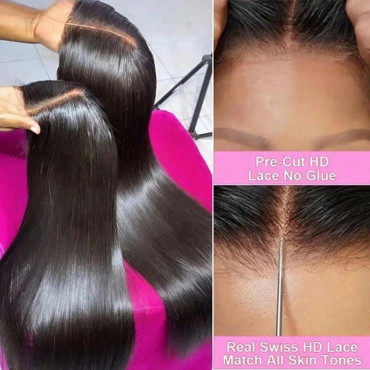 Peluca de cabello humano liso de 30 y 40 pulgadas, pelucas de encaje, cabello humano 13x6 HD, peluca Frontal de encaje 13x4 Remy, cierre prearrancado para mujeres