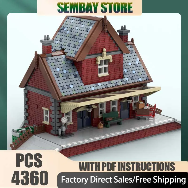 

Модульная модель железнодорожной станции City Street View Moc из строительных блоков, технологичный конструктор, рождественский подарок, игрушка для самостоятельной сборки