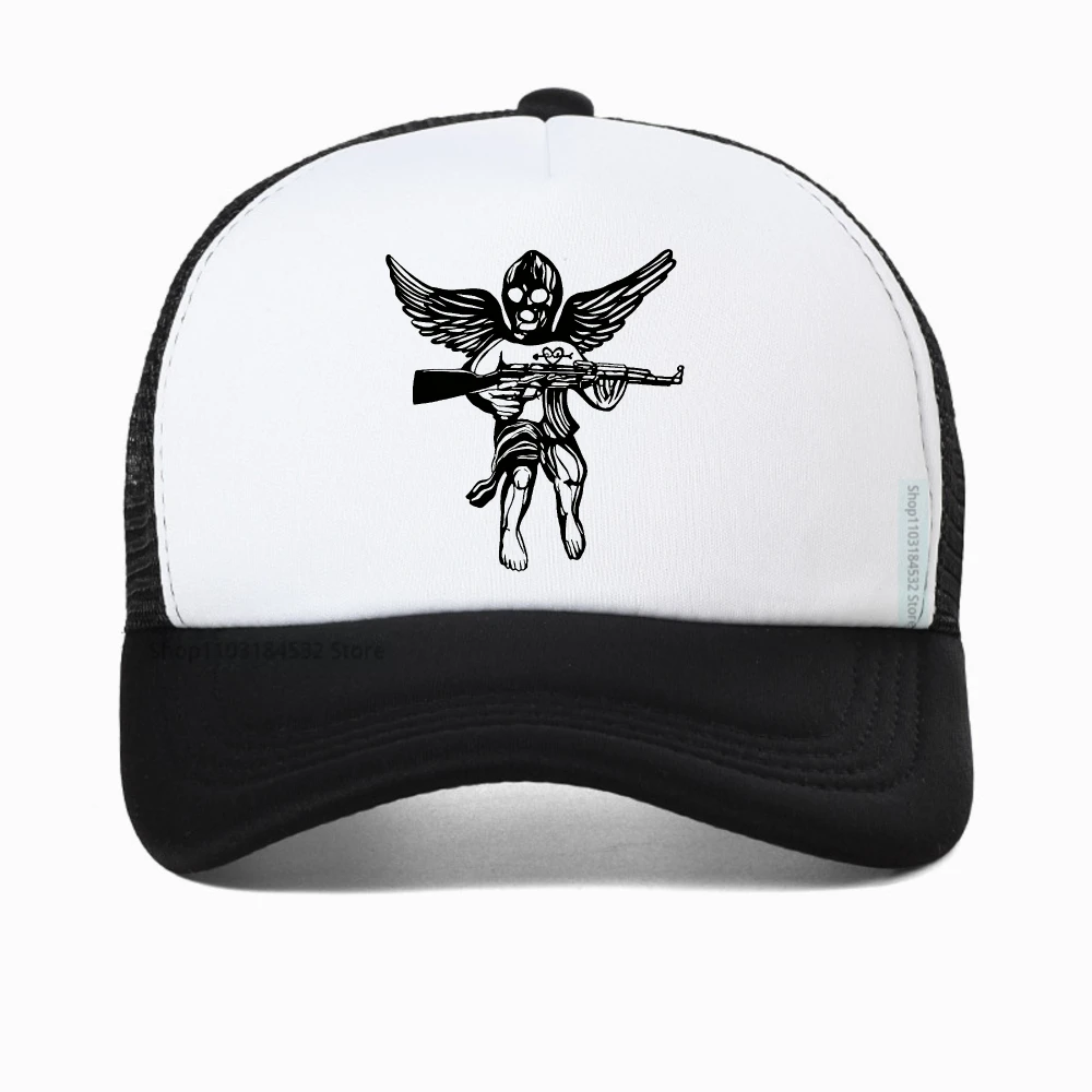 

Angel with a Gun temporary funny Baseball Cap Unisex Spring and Autumn mesh Breathable Snapback hat Outdoor Sports hats Bones
