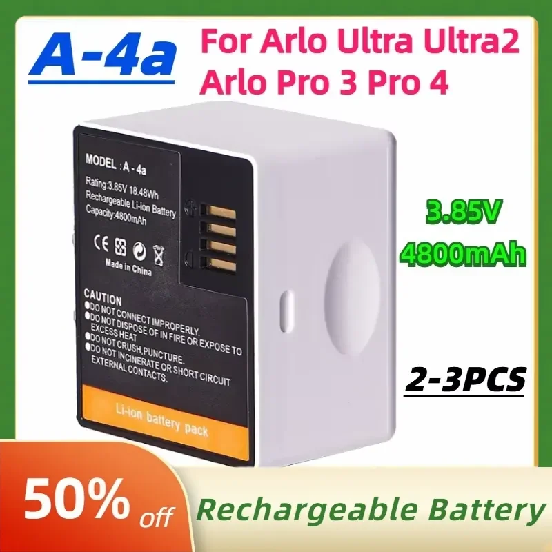 

A-4a 3.85V 4800mAh Rechargeable Battery For Arlo Ultra Ultra2 Arlo Pro 3 Pro 4 A-4A VMC4040P Camera Batteries Monitoring