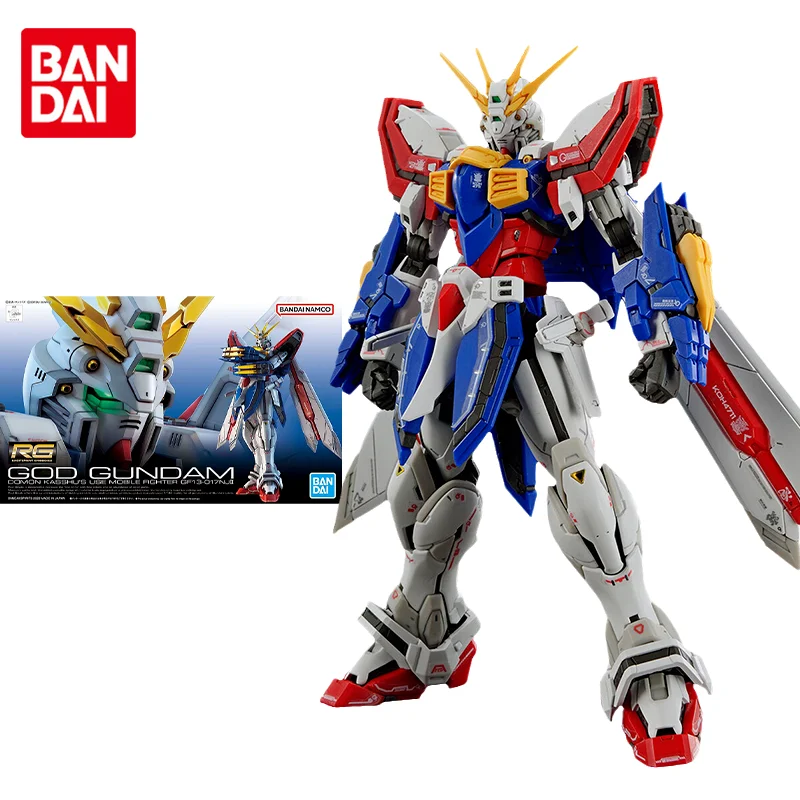 

Bandai Original Gundam Model Kit Anime Figure RG 1/144 GOD GUNDAM Action Figures Toys Collectible Ornaments Gifts for Children