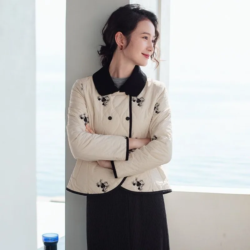 Women's Autumn Winter Top Coat Cotton Coat Embroidery Short Lightweight Comfortable Casual Design Fashion New Versatile Skinny