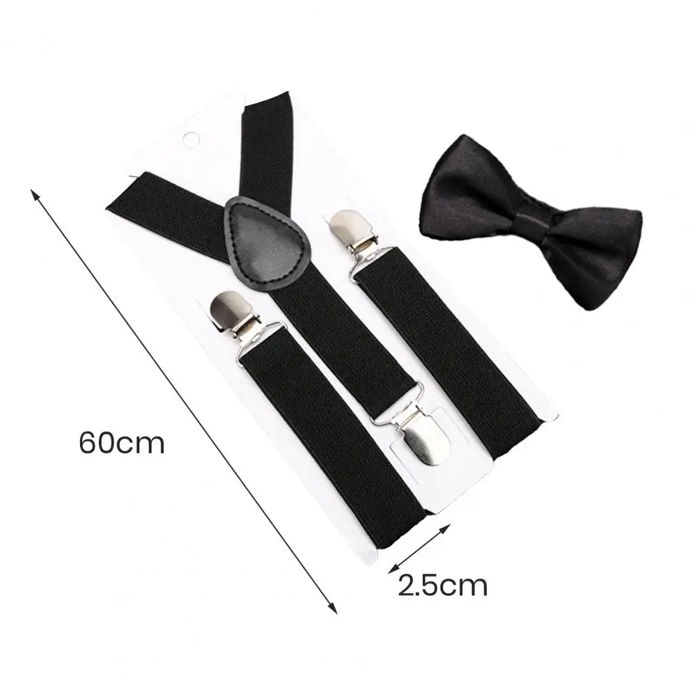 Kids' Bow Suspender Belt Elastic Suspenders Tie set Matching Tuxedo Suit Boy Girl Bowtie Wedding Adjustable Y-Back Brace Belt