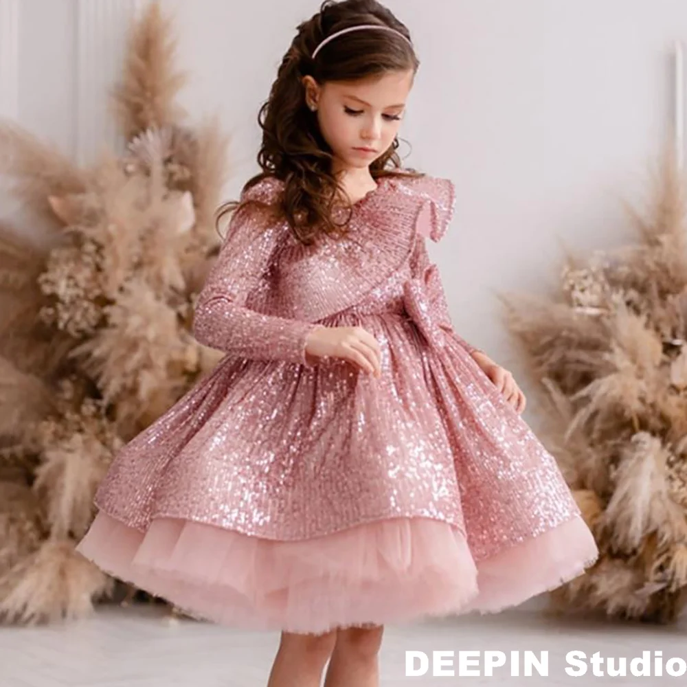 baby-baptism-clothing-bow-sequined-design-dresses-2024-new-birthday-party-ball-gown-girls-christening-princess-dresses-for-eid