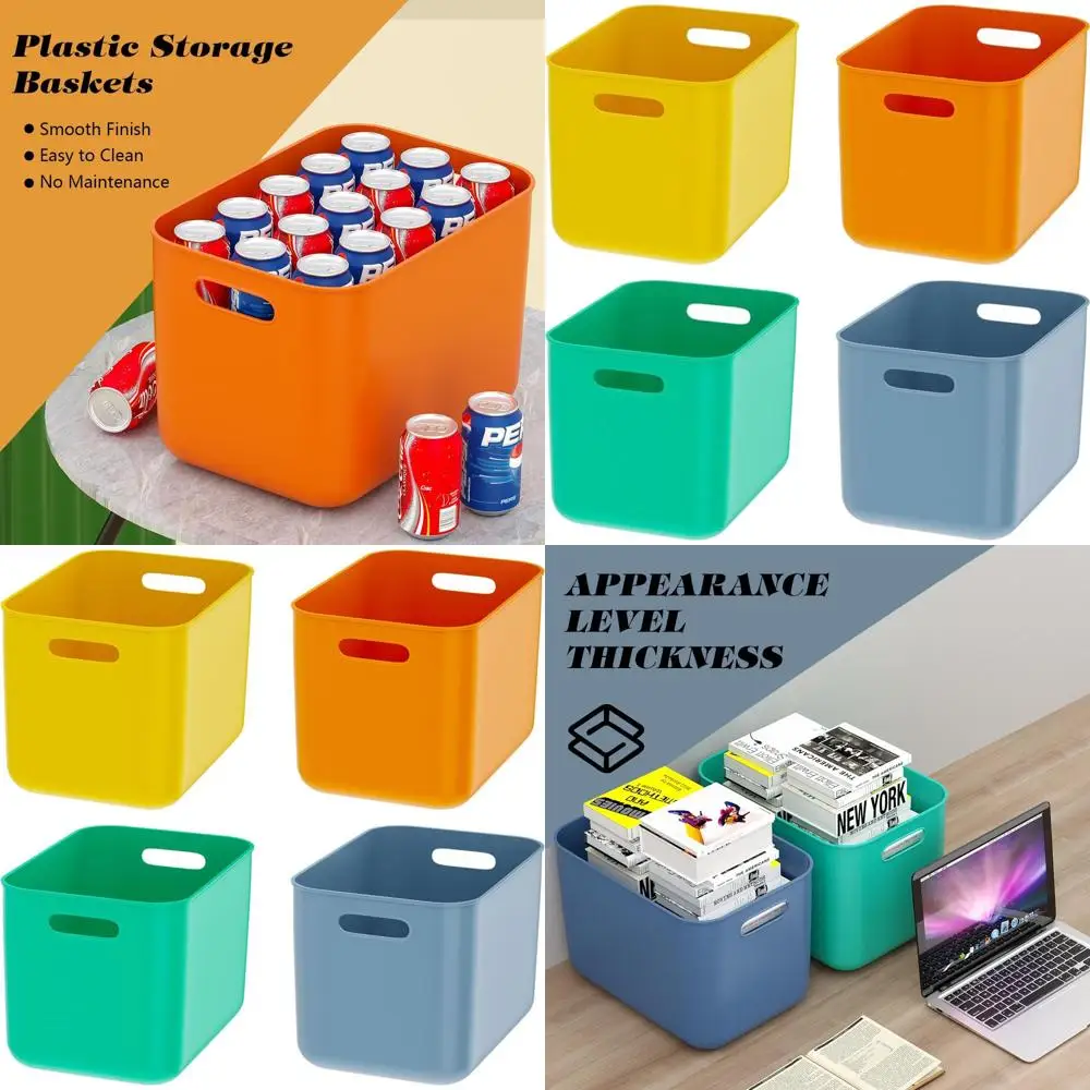 

Набор из 4 разноцветных пластиковых ящиков для хранения вещей объемом 22 л для дома и класса, идеально подходят для кухни, шкафов, ванной комнаты и органов полки