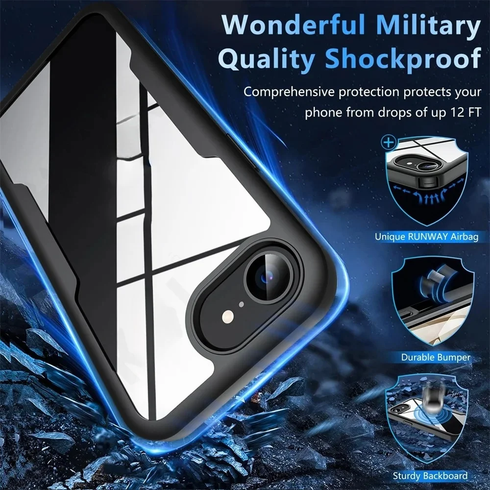 Чехол на 360 градусов для iPhone 16, 15, 14, 13, 12, 11 Pro Max 7, 8 Plus SE 2 3 16E, встроенная защитная пленка для экрана, силиконовый защитный чехол