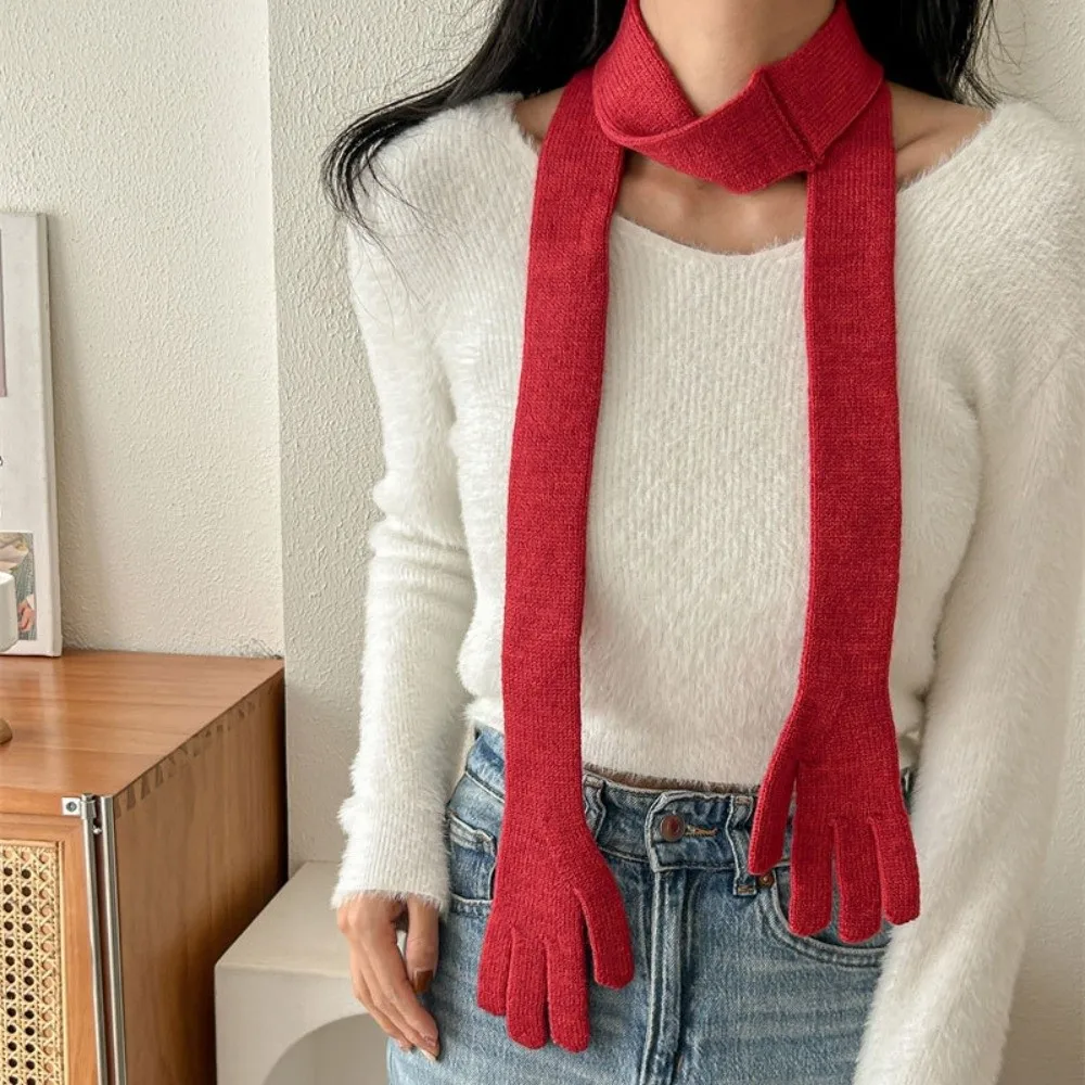 

Lightweight Little Palm Scarf Acrylic Fibers Korean Style Long and Thin Scarf Solid Color Multifunctional Creative Belt Unisex