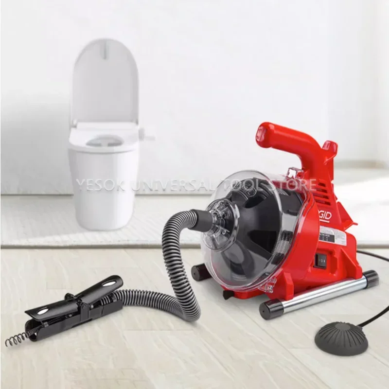 220V Autofeed Electric Sewer Pipe Dredging Machine Toilet Kitchen 19-28MM Pipe Cleaning Machine Dredger Drain Cleaner 120W