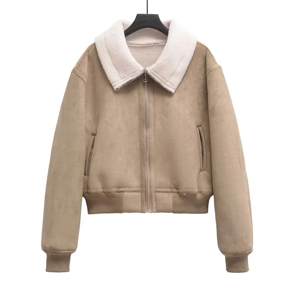 

New autumn and winter women's clothing fashion casual western-style loose thread hem double-sided jacket jacket