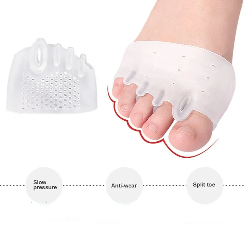 2pc Silicone Forefoot Pads Five-hole Honeycomb Toe Separator Gel Pain Relief Insoles Prevent Feet Callus Blisters Corn Foot Care