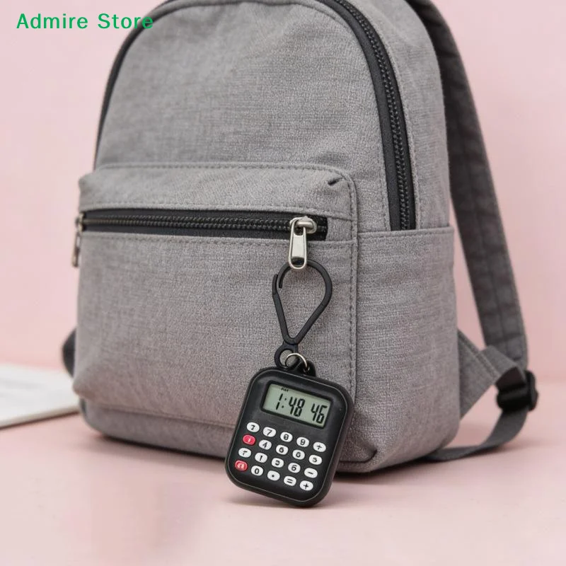 [G]Mini Digital Calculator Keychain Portable Time Display Countdown Small Calculator For Student School Bag Daily Carry