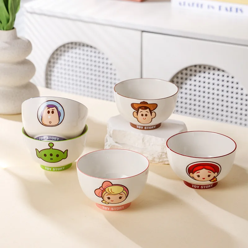 Disney Toy Story Anime Cute Small Bowl Rice And Soup Ceramic Tableware Set Cartoon Home Rice Bowl Gift Box With Handmade Gifts