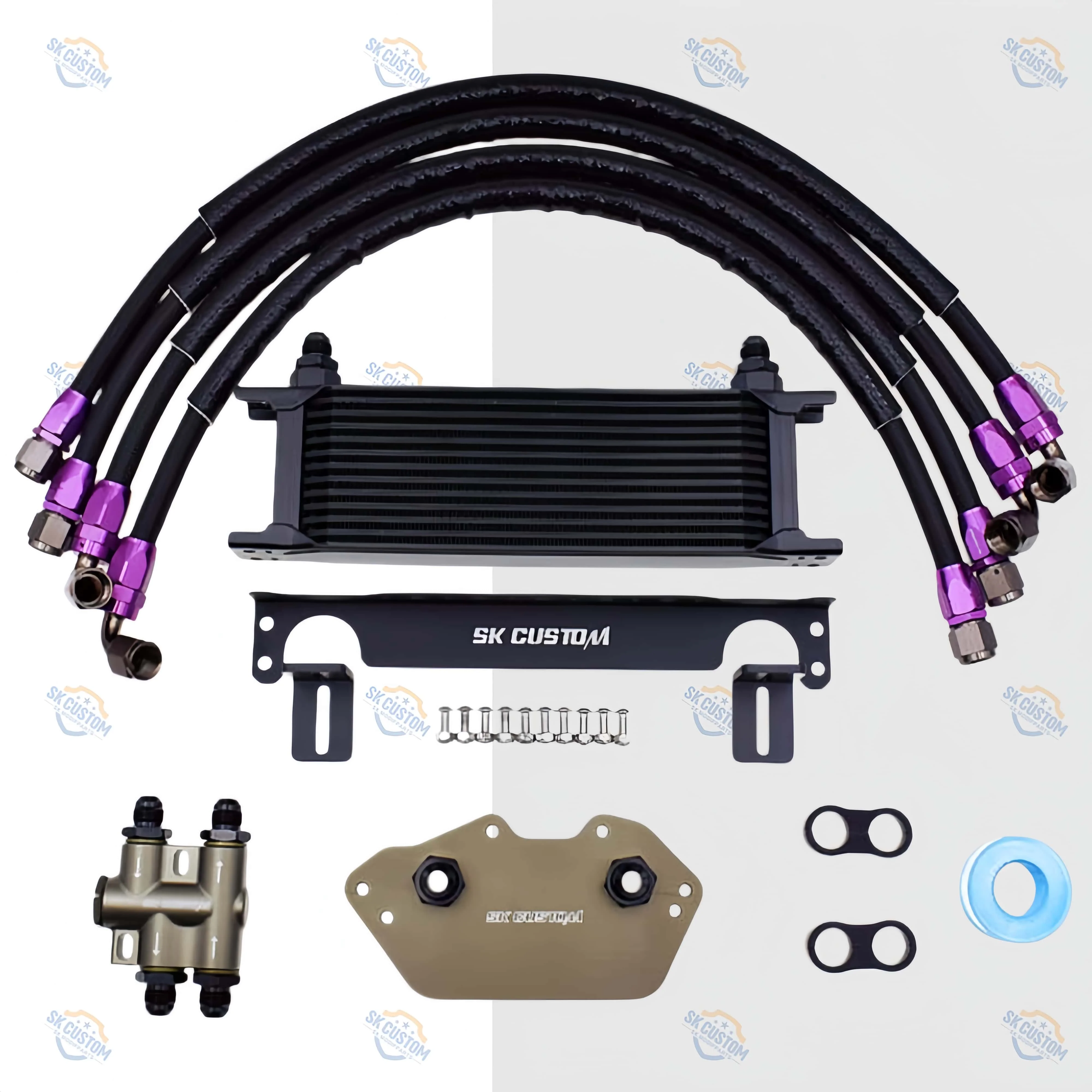 SK CUSTOM For Audi A4L B8 3.2L A6 C7 2.4L 2.5 2.8 3.0 A5 Q7 EA837 Thermostat Engine Oil Filter Cooler Kit Adapter Radiator