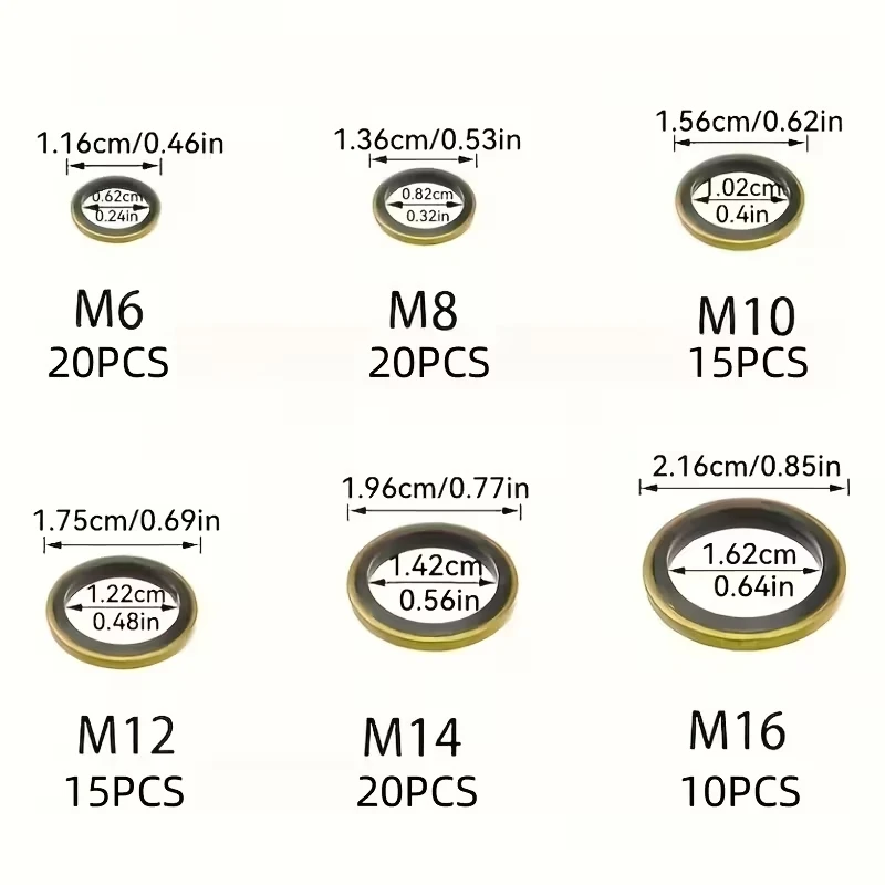 130-delige pakkingset voor oliecarter voor auto's - Inclusief afvoerboutringen, rubberen pakkingen en vervangbare afdichtingen in de maten
