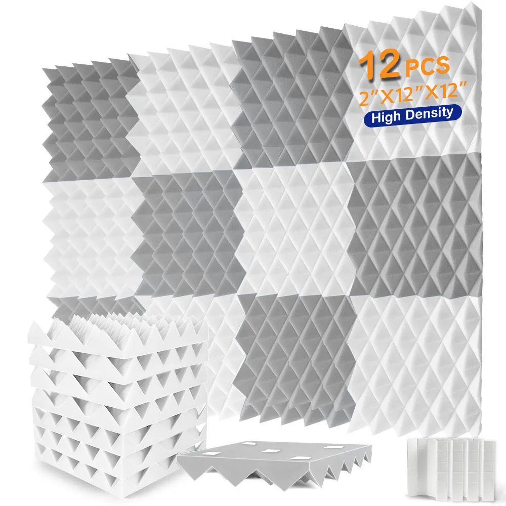 

Home Acoustic Wall Panels 12 Diamond-Shaped Tower High-Density Foam Soundproofing and Noise-Reducing Acoustic Sponge Panels Broa