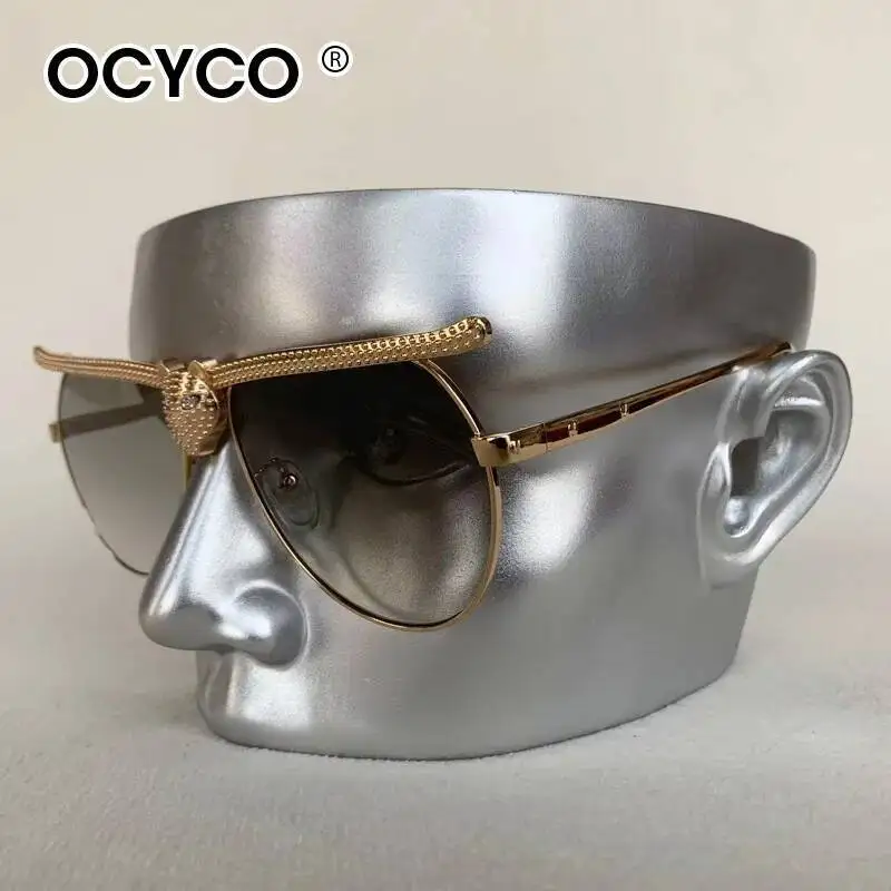 

Солнцезащитные очки OCYCO в стиле стимпанк, оверсайз, для женщин и мужчин, люксовый бренд, с леопардовым принтом, овальные, в стиле панк, с металлической оправой, защита от УФ400
