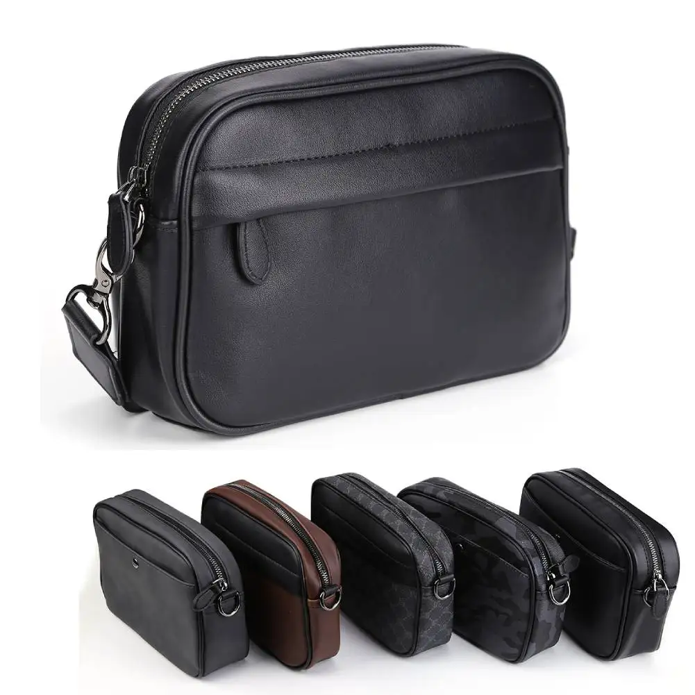 

Leather Crossbody Satchel Small Square Casual Business Men Shoulder Crossbody Bag Plaid Designer for Travel Work Male Sling Bags