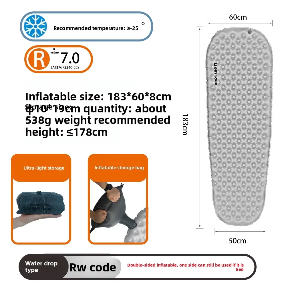 Light Tour R7.5/R3.0 Camping Opblaasbaar Matras Outdoor Draagbare Slaapmatje Ultralight Wandelmat met Opblazen Airbag