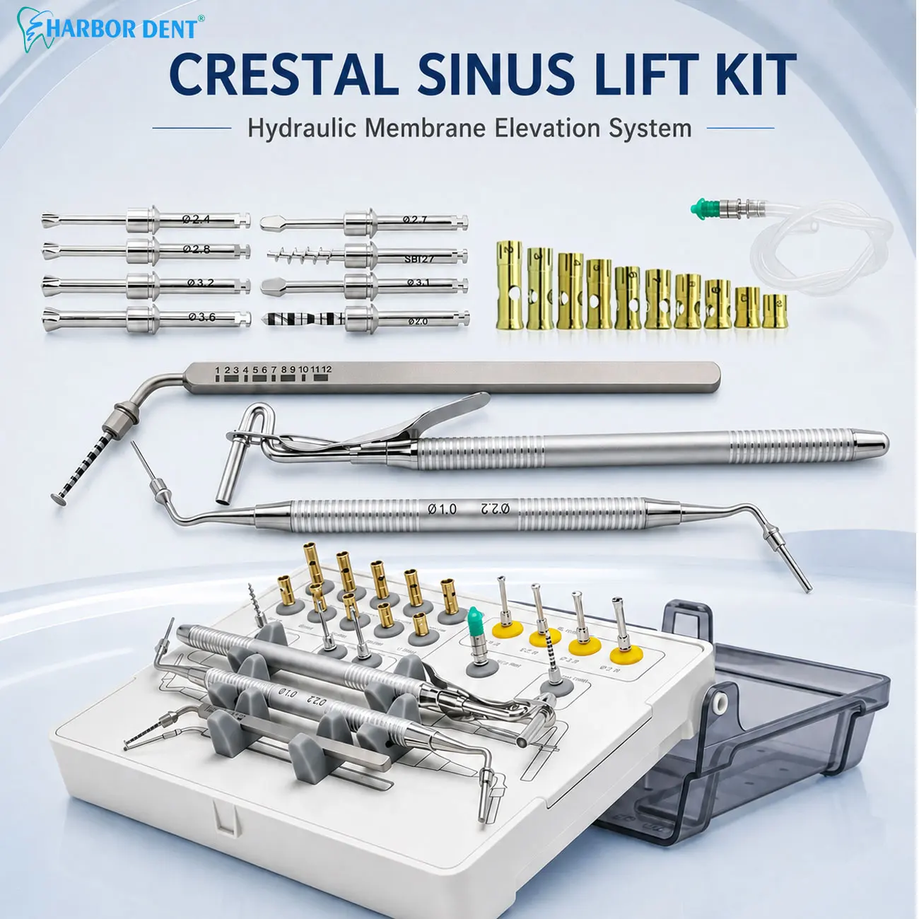 1 Set Universal Implant Neobiotech Sinus Crestal Approach SCA Hydraulic Membrane Lifter S-Reamer with Water Pipe