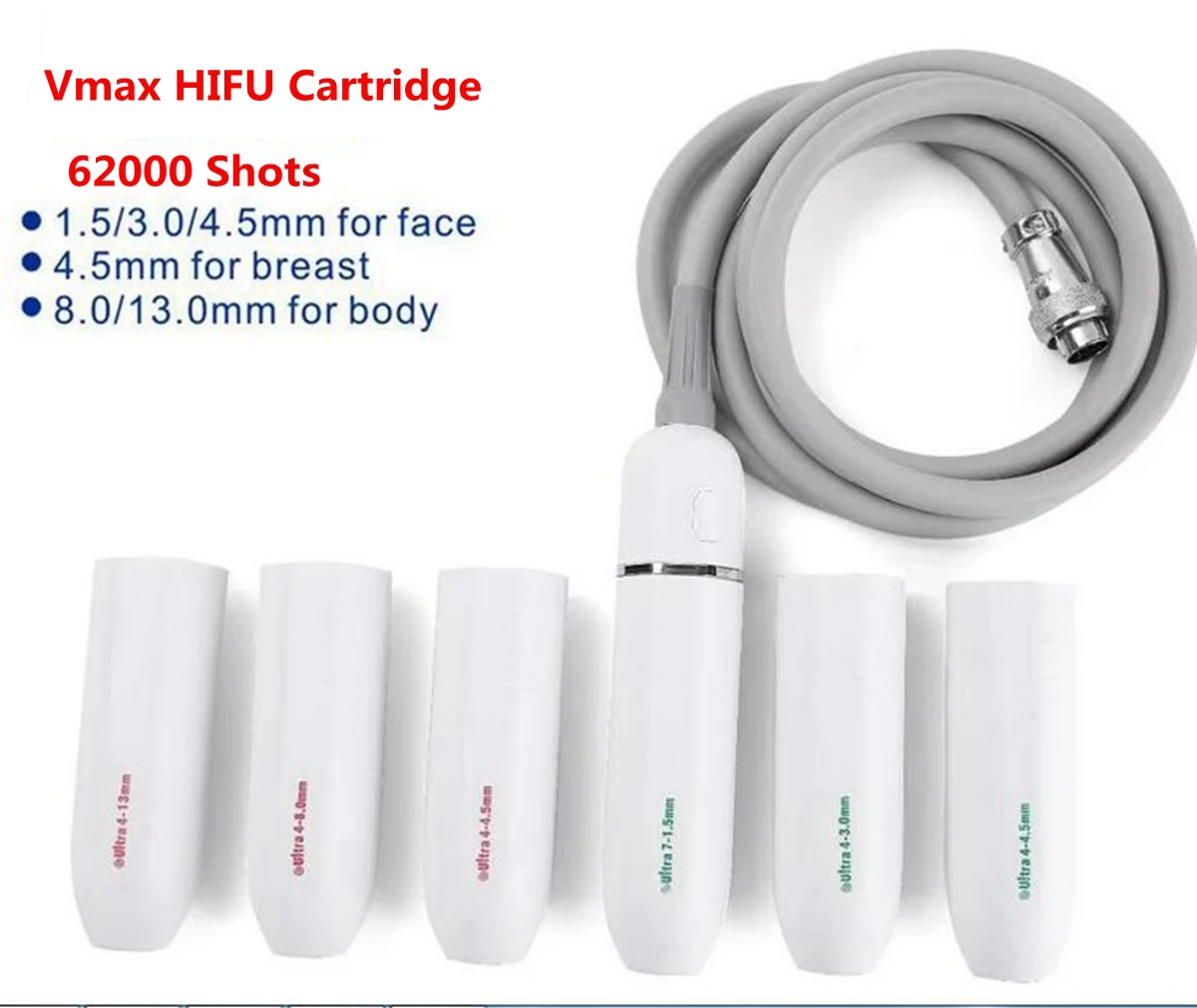 Vmax HIFU Cartridge 62000 Shots Consumables for V-max Radar Line Carving Wrinkle Removal Face Lifting Machine