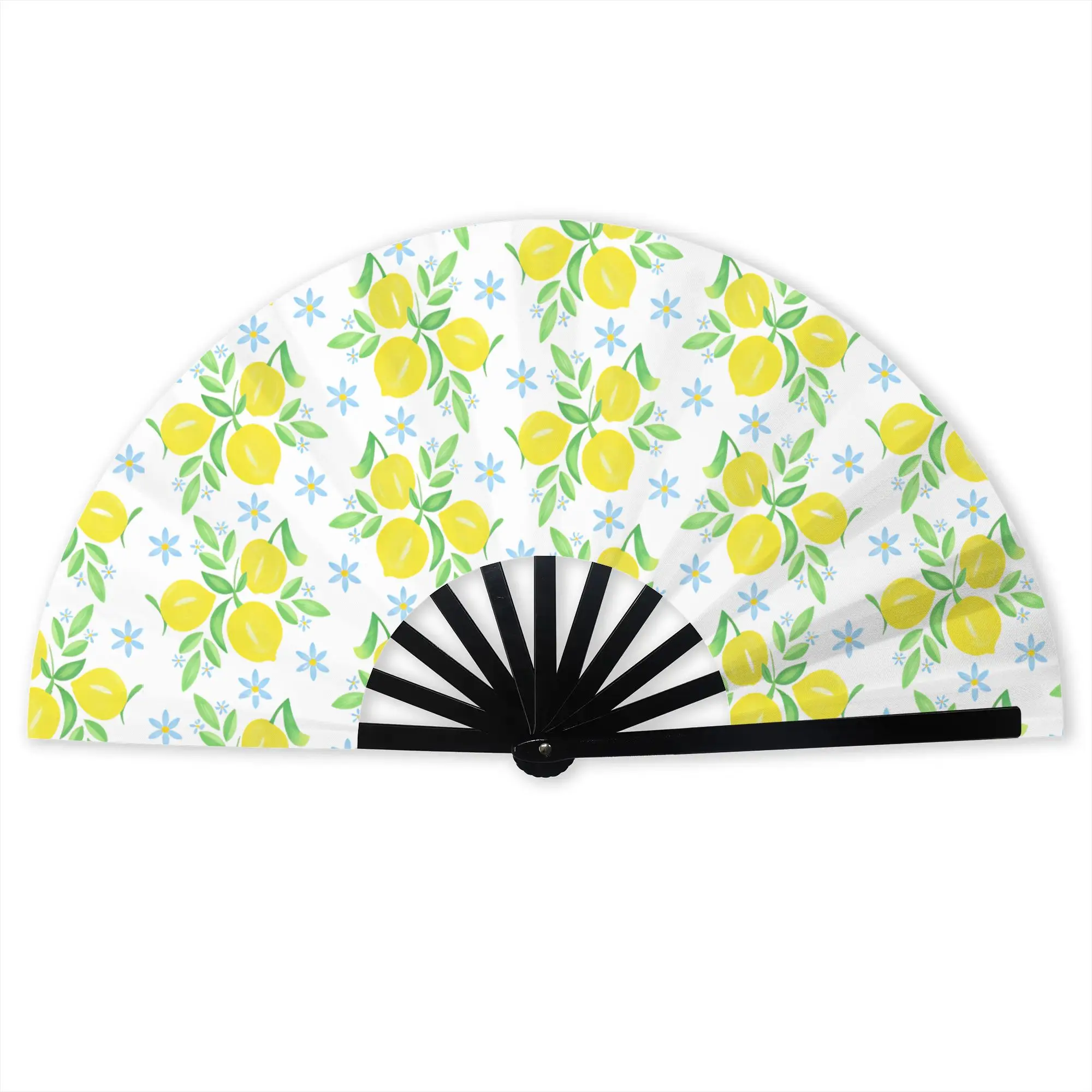 Lemon Flowers Leaves Citrus Portable Pocket Fan Camping  Folding Fan Chinese Dance Cooling Handheld Fans