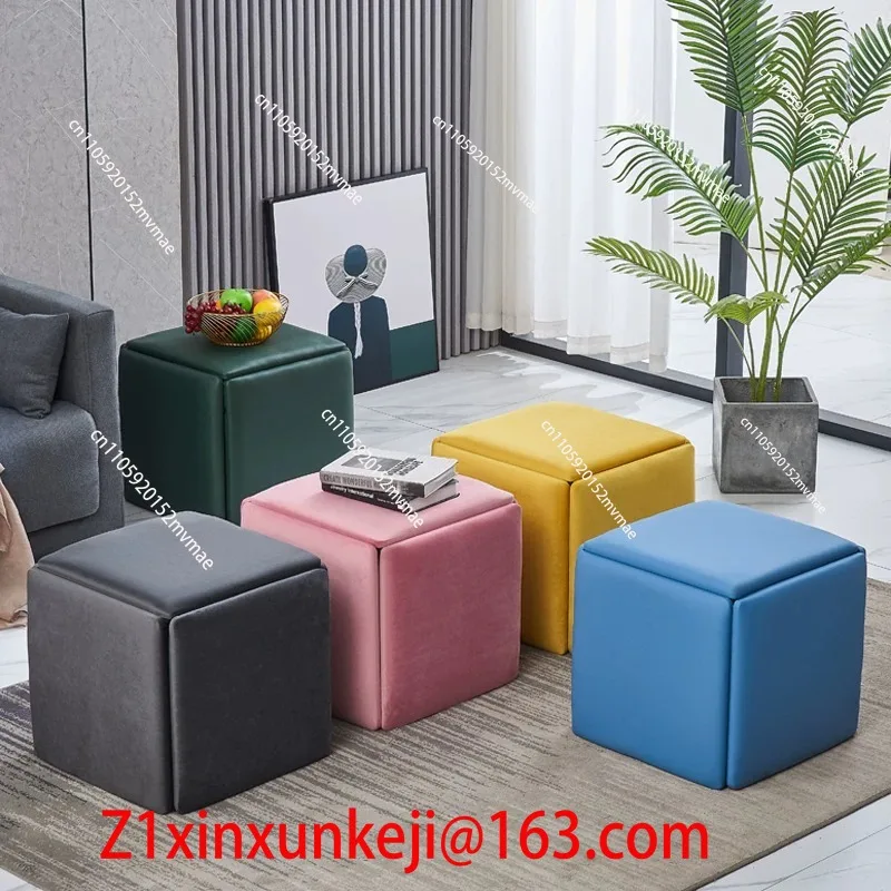 5 In 1 Multifunctional Magic Cube Stool Living Room Tea Table Stackable Storage Bench Home Shoe Changing Stool