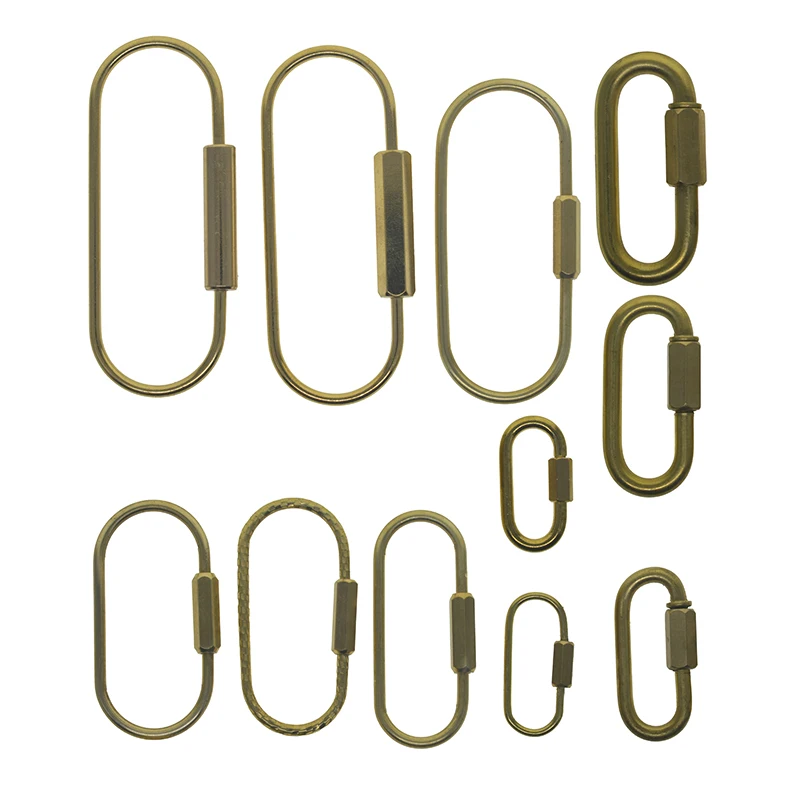 Extra großer und kleiner massiver Messing-Schlüsselring mit Drahtwicklung, ovaler Schraubverschluss-Karabiner, Schlüsselanhänger, DIY, EDC, Einweihungsgeschenk – Detail 1