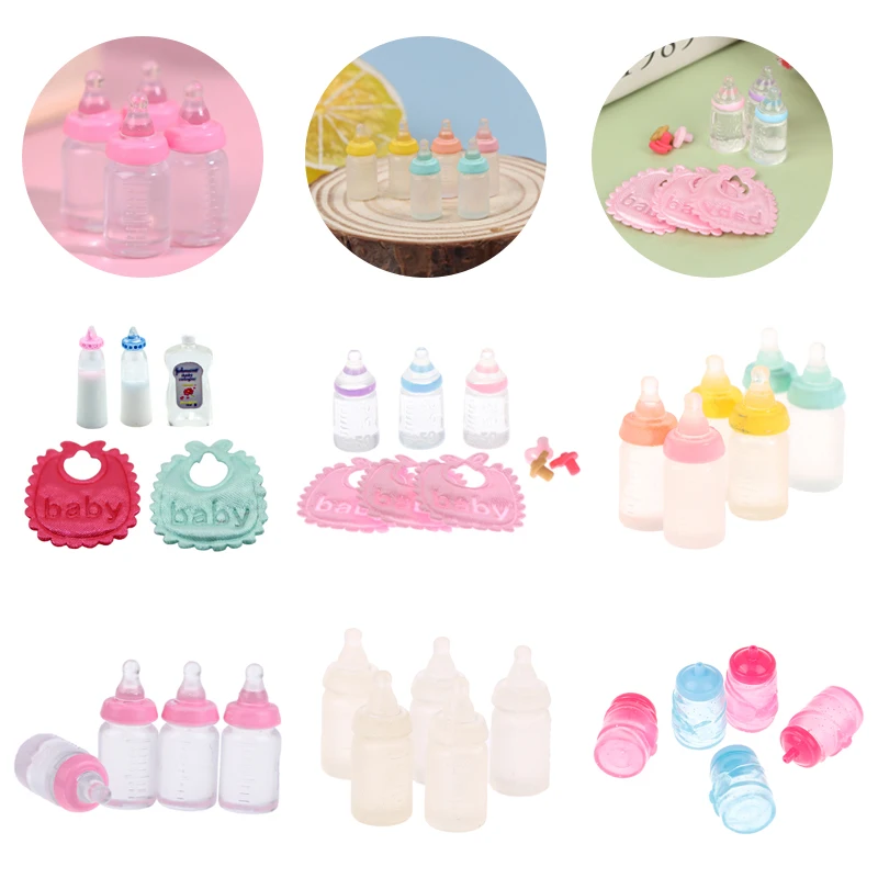 

1set 1:12 Dolls House Miniature Baby Bottles Shampoo Bibs Set Nursery Accessory Gift Baby Bottles Set