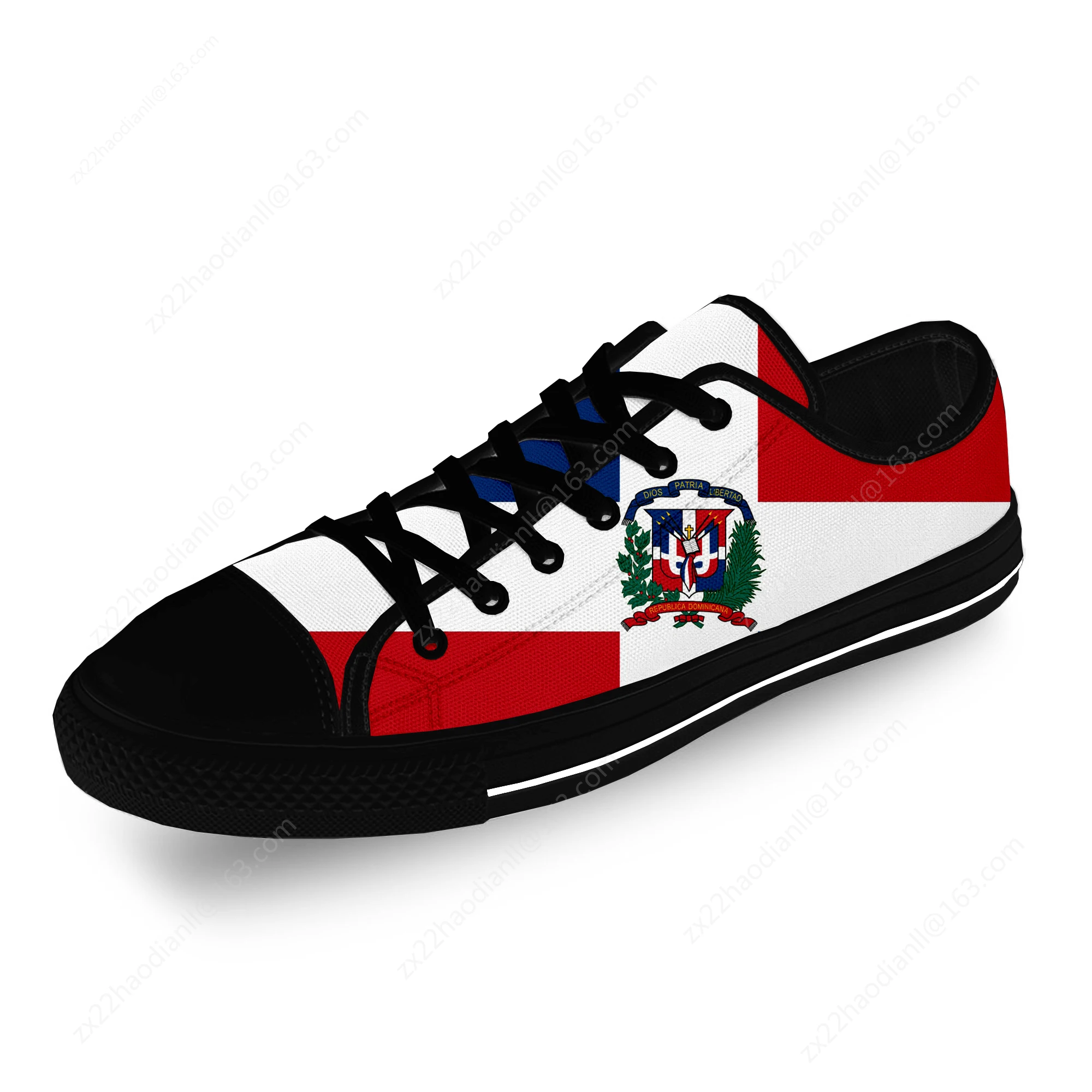 Dominican Republic Pride Flag Patriotic Casual Cloth 3D Print Low Top Canvas Shoes Men Women Lightweight Breathable Sneakers