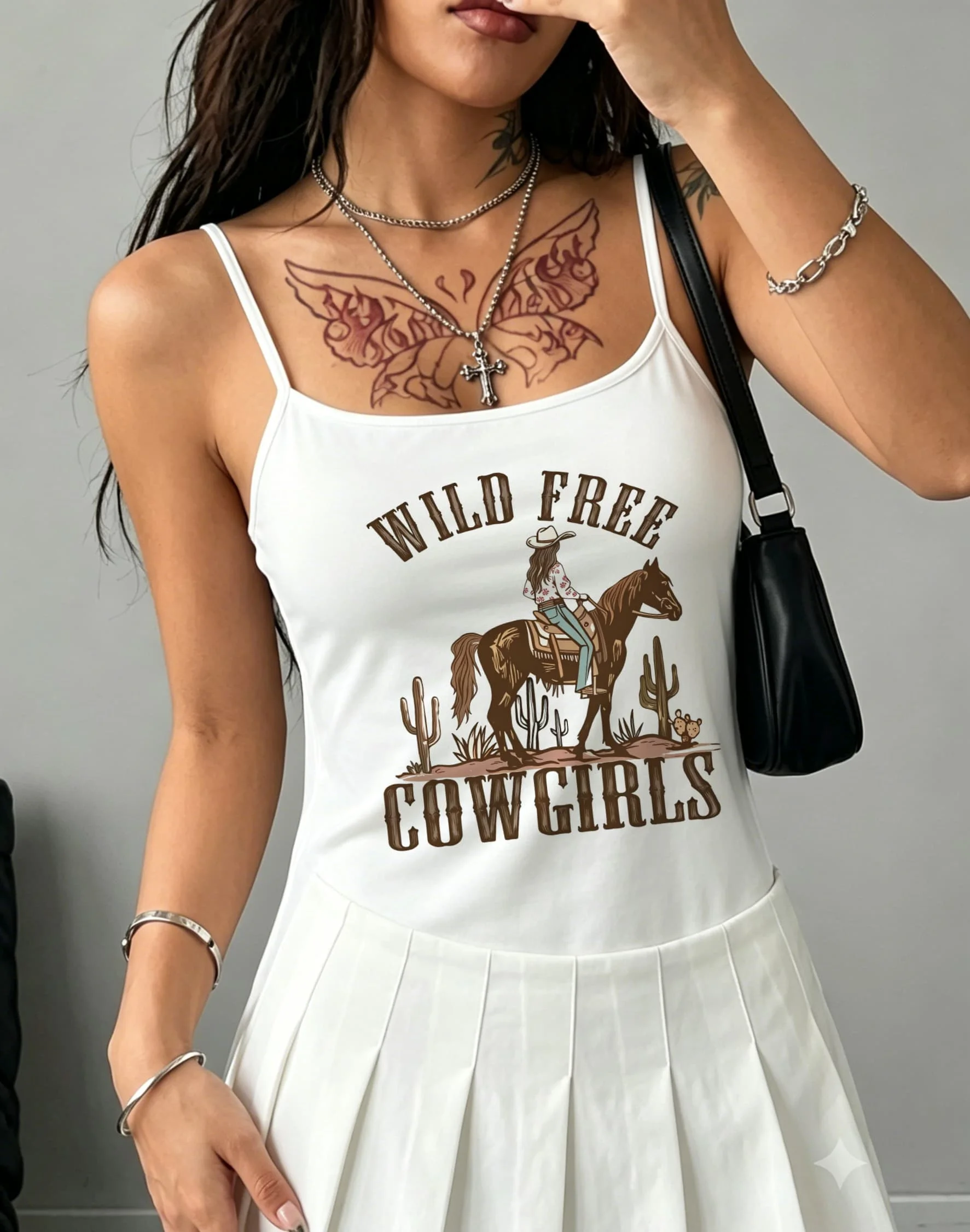 Cactus Horse Wild Free Cowgirls Camisole Women Graphic Tank Top Country Festival Concert Outfits Southwest Style Garment