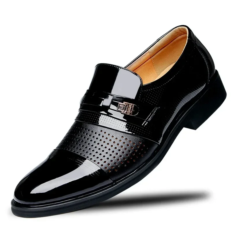 Sapato de couro clássico masculino, Deslizar, Oxfords de dedo apontado, Formal, Casamento, Festa, Escritório, Negócios, Vestido casual, Masculino, 2024