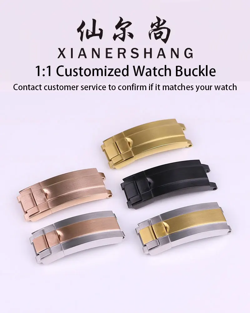 XIANERSHANG Мужская застежка для часов R-olex Submariner на заказ, 16 мм, встроенная складная пряжка с тонкой настройкой, безопасная пряжка из нержавеющей стали 316L