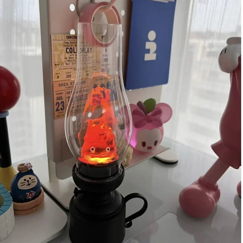 new Halloween Retro Night Light Calcifer Flameless Decorative Lamp Cartoon Anime Kerosene Candle Lamp Bedroom Bedside Table Lamp