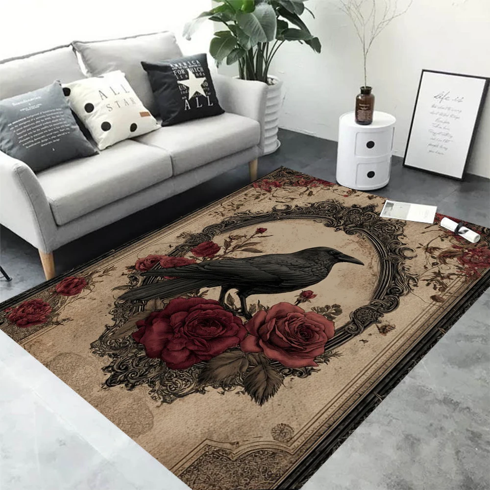 

Готический ковер с черепом ворона, оккультный декор вороны, ковер темной академии, ковер «Таинственная ведьма», моторошный готический коврик для комнаты с черепом