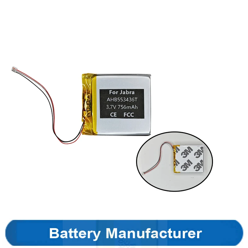 Batterie 2.8Wh 756mAh AHB553436T 553436 503436 603436 pour casque de jeu Jabra Elite 85h Evolve2 Evolve 2 85