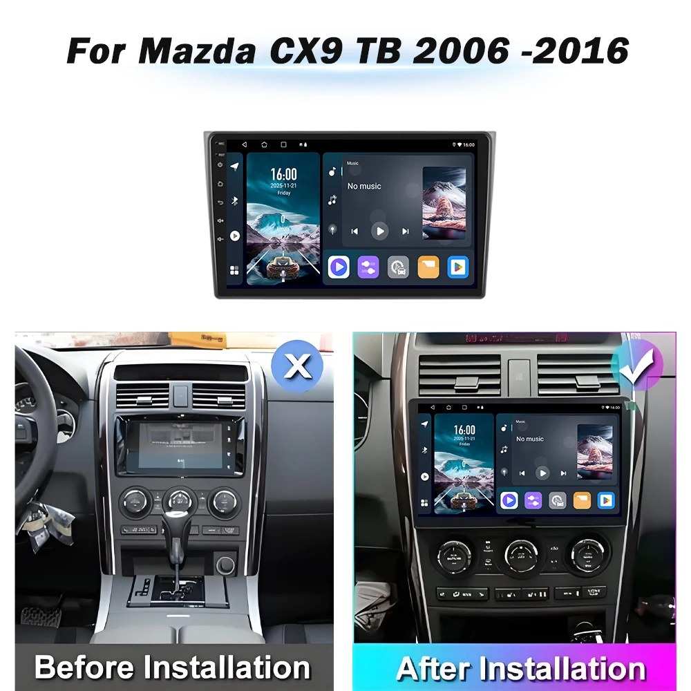 Android Auto For Mazda CX9 CX-9 CX 9 TB 2006 2007 2008 2009 2010 2011-2016 Car Radio Player GPS Navigation Carplay No 2Din DVD