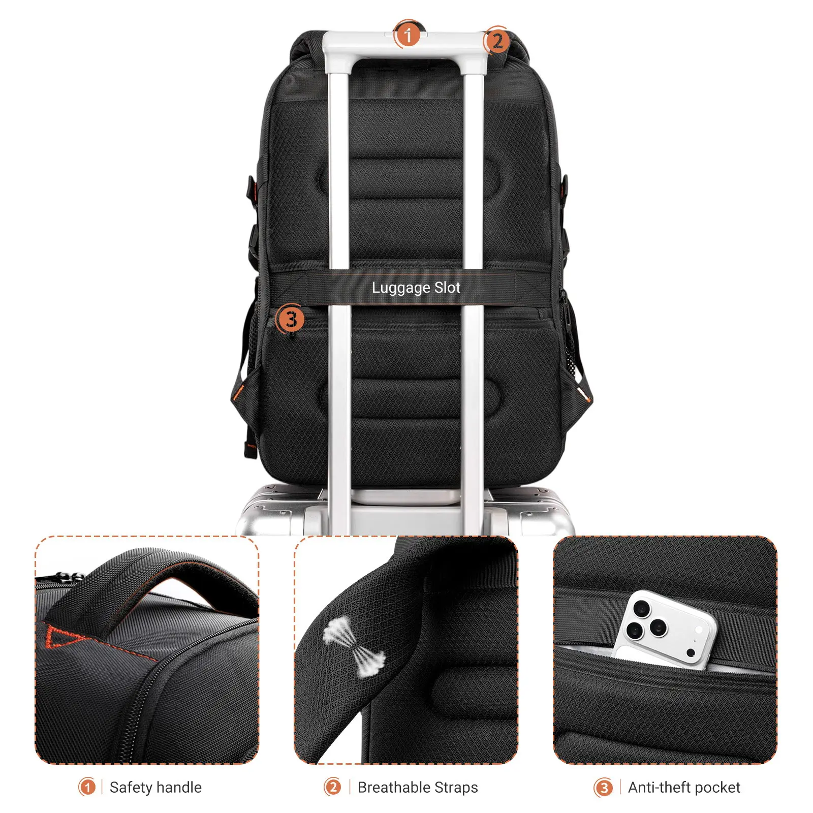 Heroic Knight Fashion Men Backpack Waterproof Business Computer Bag 17.3 Inch Expandable Travel Backpack Multi-Pockets Schoolbag