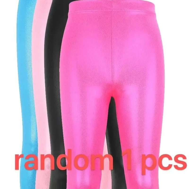 Girls' Solid Color Minimalist Gold Foil-Print Pants, Girls' Stretchy Leggings Multi-Color Option