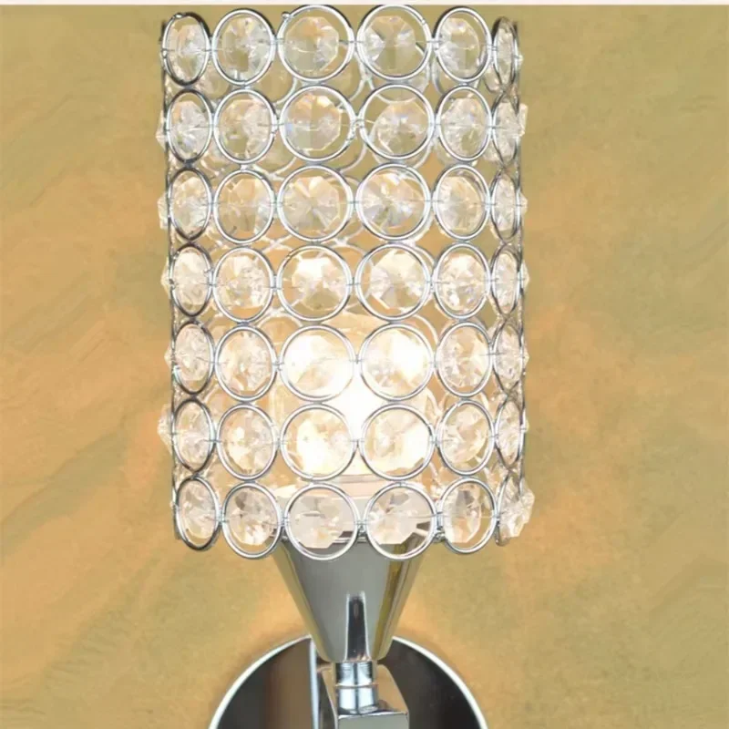 Bedroom Use E27 LED Ball Bulbs Cristal Luster Silver Crystal  Lampshad Wall Lights