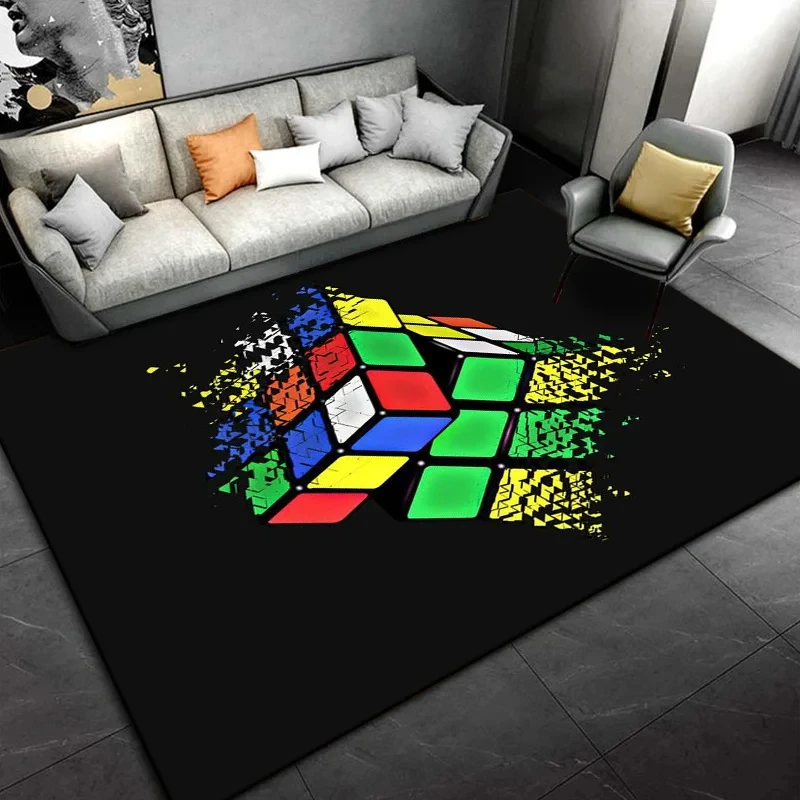 Colorful Magic Cube Carpet Intelligence Game Theme Rug for Bathroom Non-slip Doormat Mat Living Room Bedroom Kid Crawling Carpet