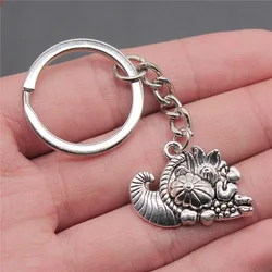 Antique Silver Color 28x20mm Cornucopia Pendant Keyring Souvenirs Gift