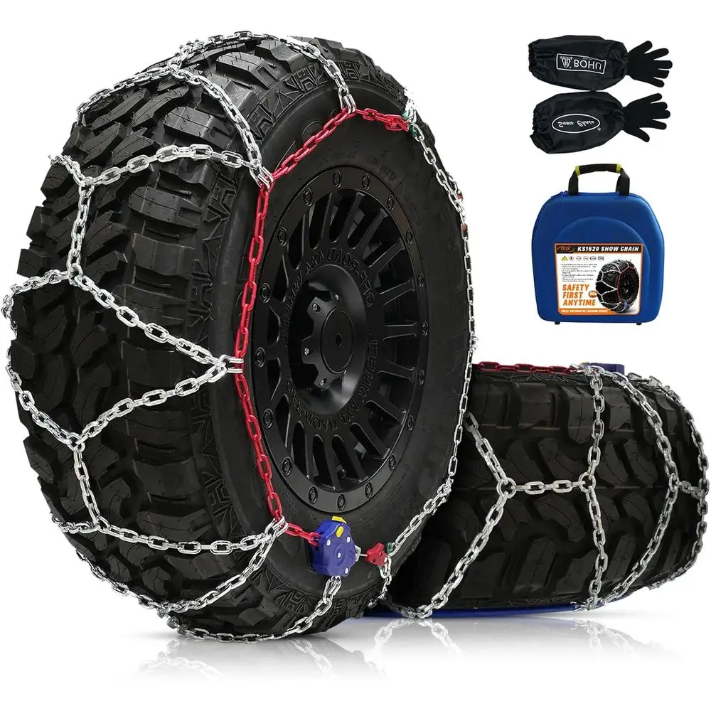 Tire Chains for Pickup Trucks, Anti Skid Snow Chains for Off Road SUV, Tire Traction Winter Ice Iced Cold Road, 1 Min Quick Fit