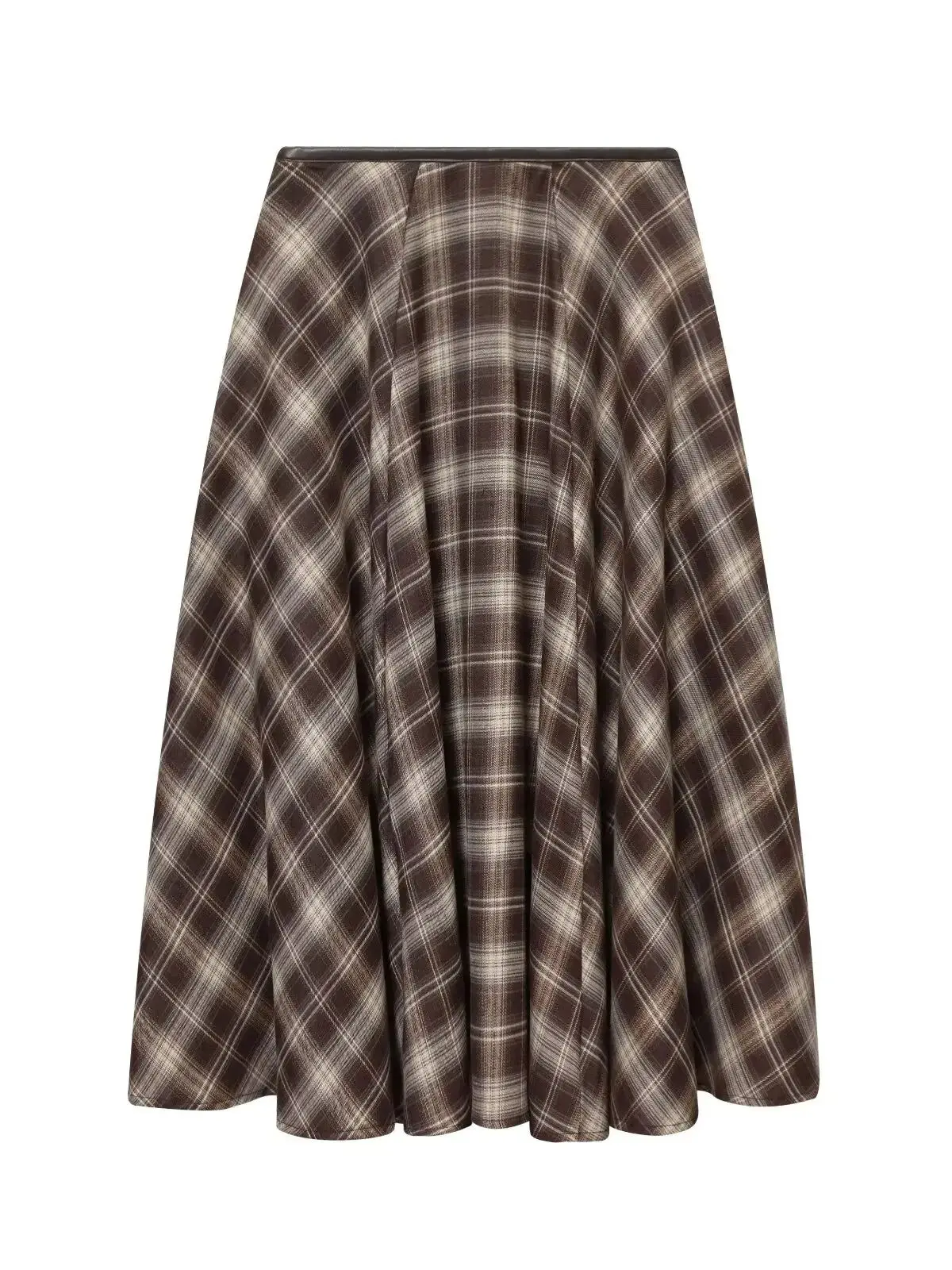 ربيع الخريف خمر حجم كبير متوسطة طول المرأة منقوشة تنورة عالية الخصر التخسيس فستان طويل العصرية الرجعية منقوشة ألف خط تنورة #4