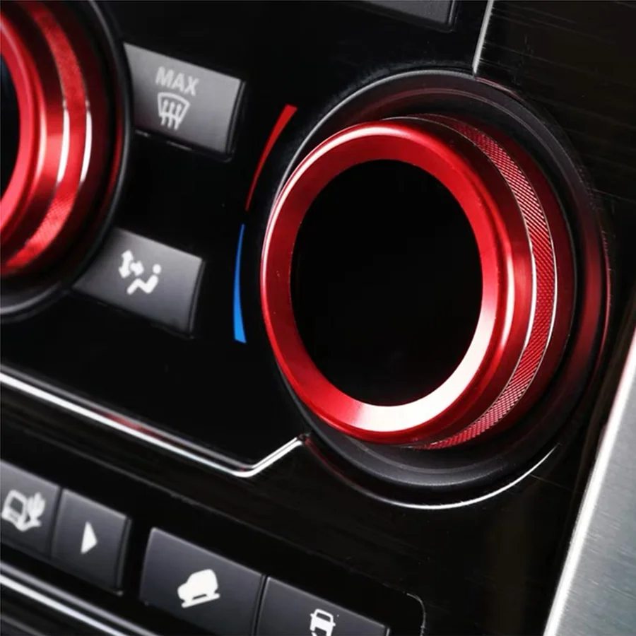 4Pcs Center Air Conditioning Volume Knobs Audio Circle Cover Trim Car Ring For Land Rover Discovery Sport 2015 2016 2017 2018