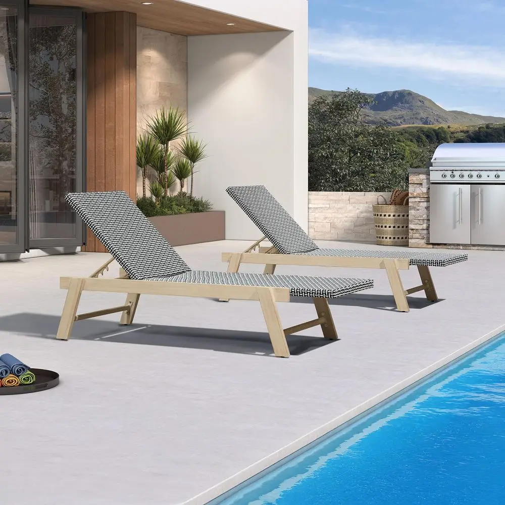 

Extra Large Patio Chaise Lounge 2 Pieces French Outdoor Wicker Lounger Matte White Aluminum Frame 771LBS Capacity PE Rattan Adj