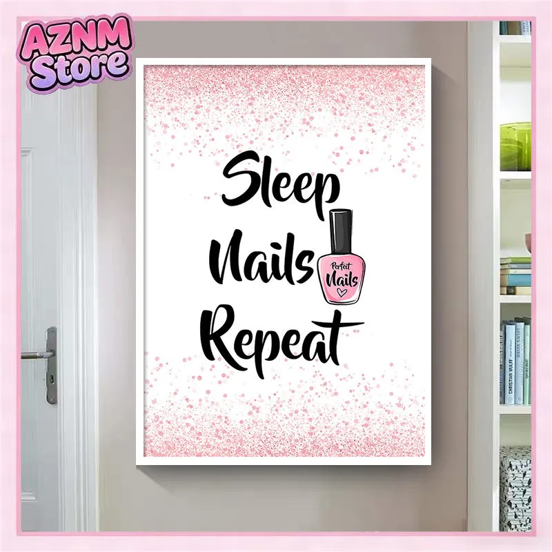 1pc frameless Canvas painting Lovely Nails Makeup Poster Lashes Make Everything Better Quote Canvas Painting Eyelash Wall Art