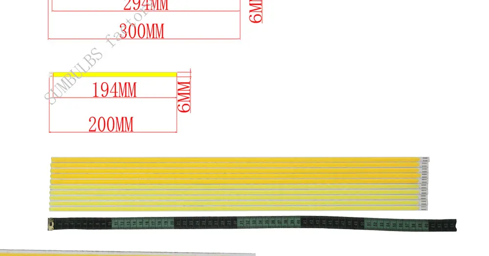 10 teile/los Sumbulbs 300x6mm 400x6mm 600x6mm Lange COB Streifen LED Licht bar 20W 17W 14W DC12-14V Flexible 60cm 40cm 30cm COB Lampe – Detail 5